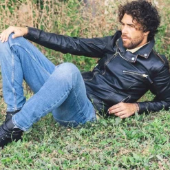 Giacca Riders Hakan Vintage Da Uomo Fatta A Mano In Pelle Nera