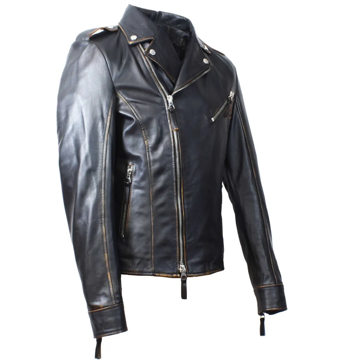 Giacca Riders Hakan Vintage Da Uomo Fatta A Mano In Pelle Nera