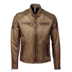 Giacca Sport In Pelle Marrone Conciata Al Vegetale