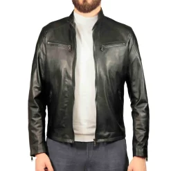 Giacca Sport In Pelle Nera Conciata Al Vegetale