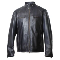 Giacca STAFF Vintage Da Uomo Fatta A Mano In Pelle Nera