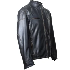 Giacca STAFF Vintage Da Uomo Fatta A Mano In Pelle Nera