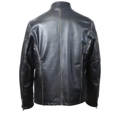 Giacca STAFF Vintage Da Uomo Fatta A Mano In Pelle Nera