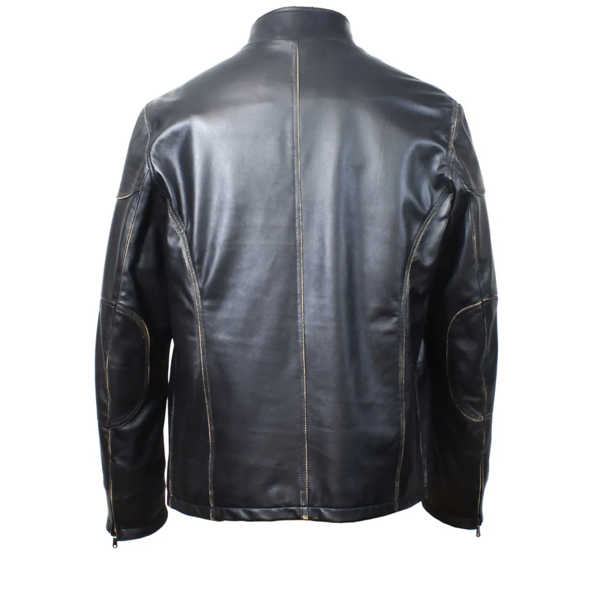 Giacca STAFF Vintage Da Uomo Fatta A Mano In Pelle Nera
