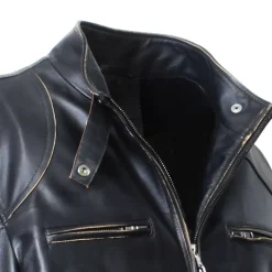 Giacca STAFF Vintage Da Uomo Fatta A Mano In Pelle Nera