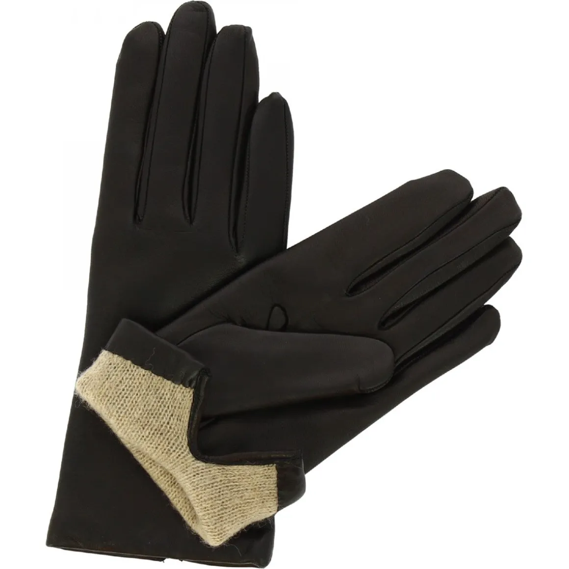 Guanti Classici Da Donna Fatti A Mano In Nappa Nera Foderati In Cashmere