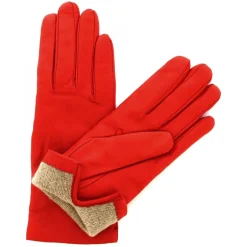 Guanti Classici Da Donna Fatti A Mano In Nappa Rossa Foderati In Cashmere