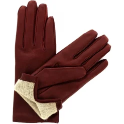 Guanti Da Donna Classici Fatti A Mano In Nappa Bordeaux Foderati In Cashmere