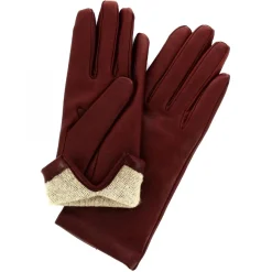 Guanti Da Donna Classici Fatti A Mano In Nappa Bordeaux Foderati In Cashmere