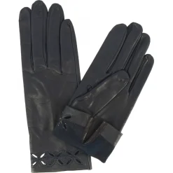 Guanti Quadrifoglio Da Donna Fatti A Mano In Nappa Blu Con Decorazione
