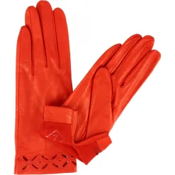 Guanti Quadrifoglio Da Donna Fatti A Mano In Nappa Rossa Con Decorazione