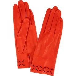 Guanti Quadrifoglio Da Donna Fatti A Mano In Nappa Rossa Con Decorazione