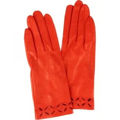Guanti Quadrifoglio Da Donna Fatti A Mano In Nappa Rossa Con Decorazione