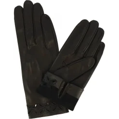 Guanti Quadrigoflio Da Donna Fatti A Mano In Nappa Nera Con Decorazione