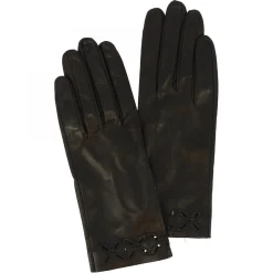 Guanti Quadrigoflio Da Donna Fatti A Mano In Nappa Nera Con Decorazione