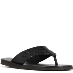 Infradito Da Uomo In Pelle Intrecciata Colore Nero Fatto A Mano