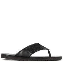 Infradito Da Uomo In Pelle Intrecciata Colore Nero Fatto A Mano