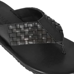 Infradito Da Uomo In Pelle Intrecciata Colore Nero Fatto A Mano
