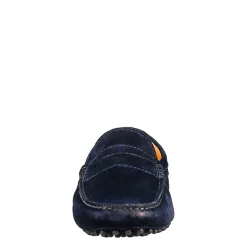 Mocassini Artigianali Carshoe Da Uomo In Pelle Di Camoscio Color Blu.