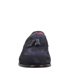 Mocassini Con Nappine Da Uomo In Pelle Scamosciata Colore Blu Scuro