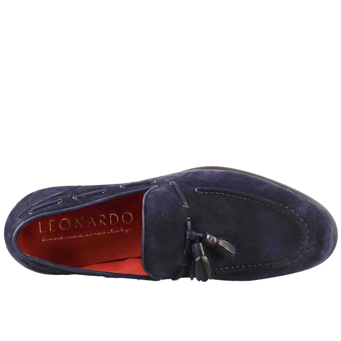 Mocassini Con Nappine Da Uomo In Pelle Scamosciata Colore Blu Scuro