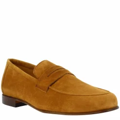 Mocassini Slip-on Da Uomo Fatti A Mano In Pelle Di Camoscio Marrone Chiaro