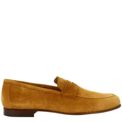 Mocassini Slip-on Da Uomo Fatti A Mano In Pelle Di Camoscio Marrone Chiaro