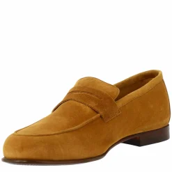 Mocassini Slip-on Da Uomo Fatti A Mano In Pelle Di Camoscio Marrone Chiaro
