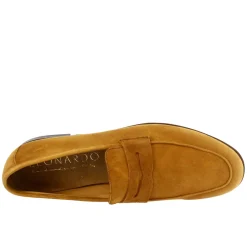 Mocassini Slip-on Da Uomo Fatti A Mano In Pelle Di Camoscio Marrone Chiaro