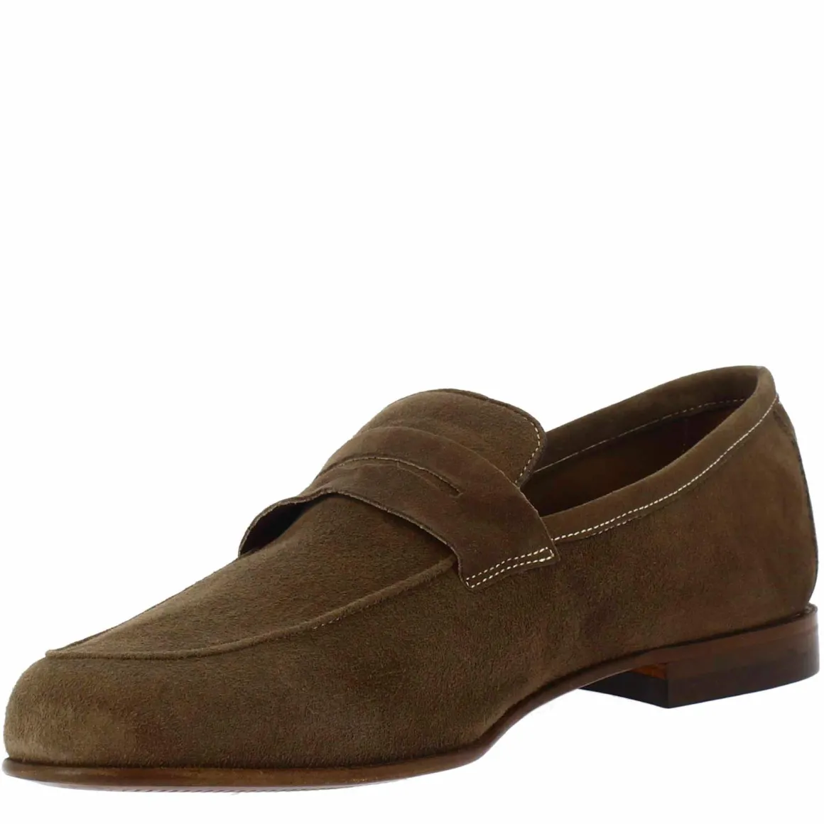 Mocassini Slip-on Da Uomo Fatti A Mano In Pelle Di Camoscio Color Taupe