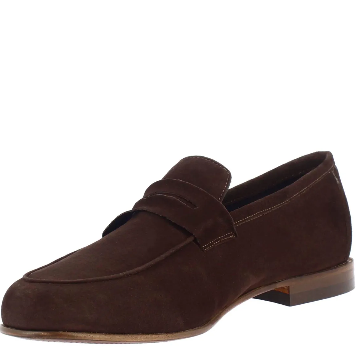 Mocassini Slip-on Da Uomo Fatti A Mano In Pelle Di Camoscio Testa Di Moro