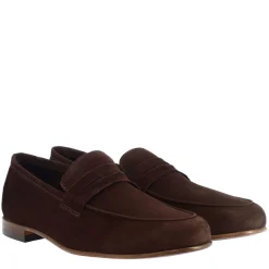 Mocassini Slip-on Da Uomo Fatti A Mano In Pelle Di Camoscio Testa Di Moro