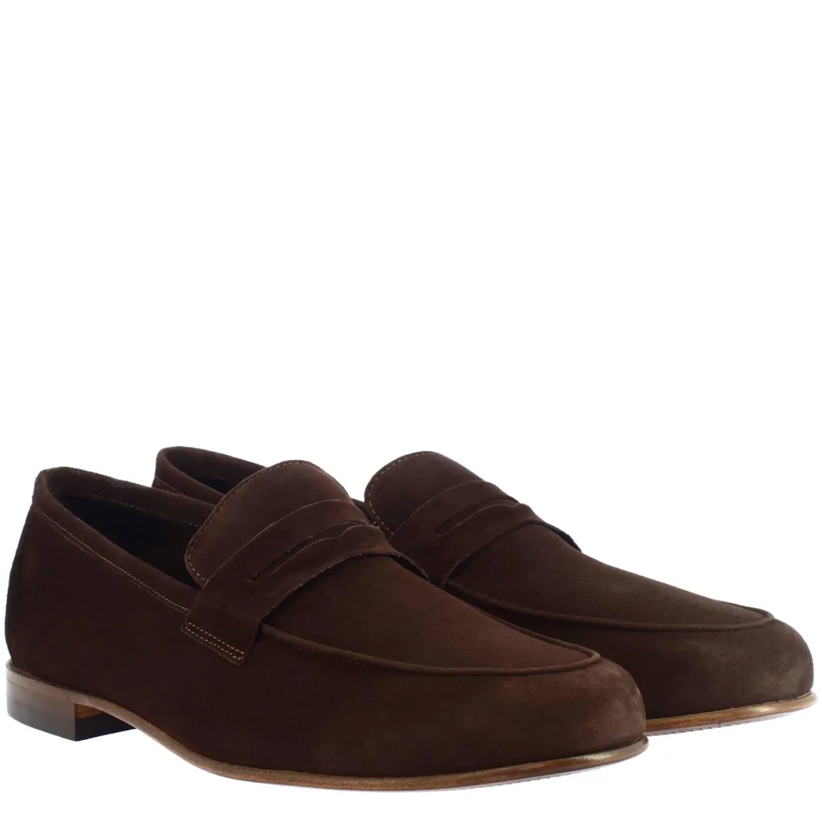 Mocassini Slip-on Da Uomo Fatti A Mano In Pelle Di Camoscio Testa Di Moro
