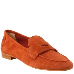 Mocassino Artigianale Da Donna In Camoscio Color Cuoio Fatto A Mano.