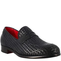 Mocassino Blu Elegante Da Uomo In Pelle Fiore Intrecciata