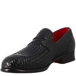 Mocassino Blu Elegante Da Uomo In Pelle Fiore Intrecciata