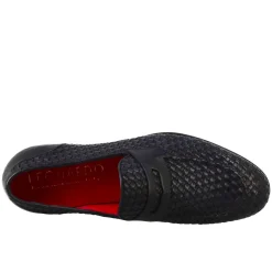 Mocassino Blu Elegante Da Uomo In Pelle Fiore Intrecciata