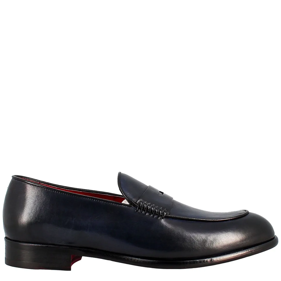 Mocassino Blu Elegante Da Uomo In Pelle Fiore