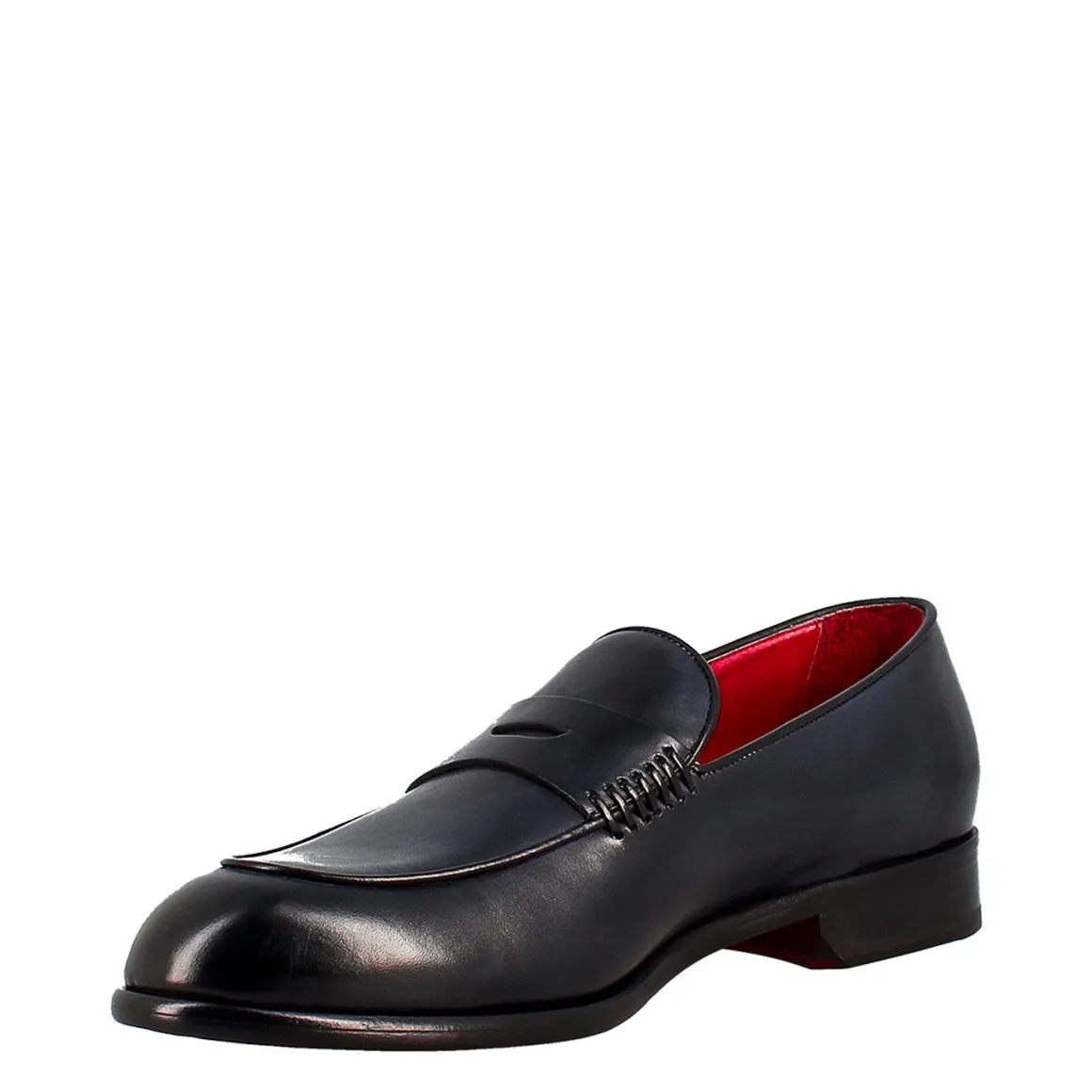 Mocassino Blu Elegante Da Uomo In Pelle Fiore