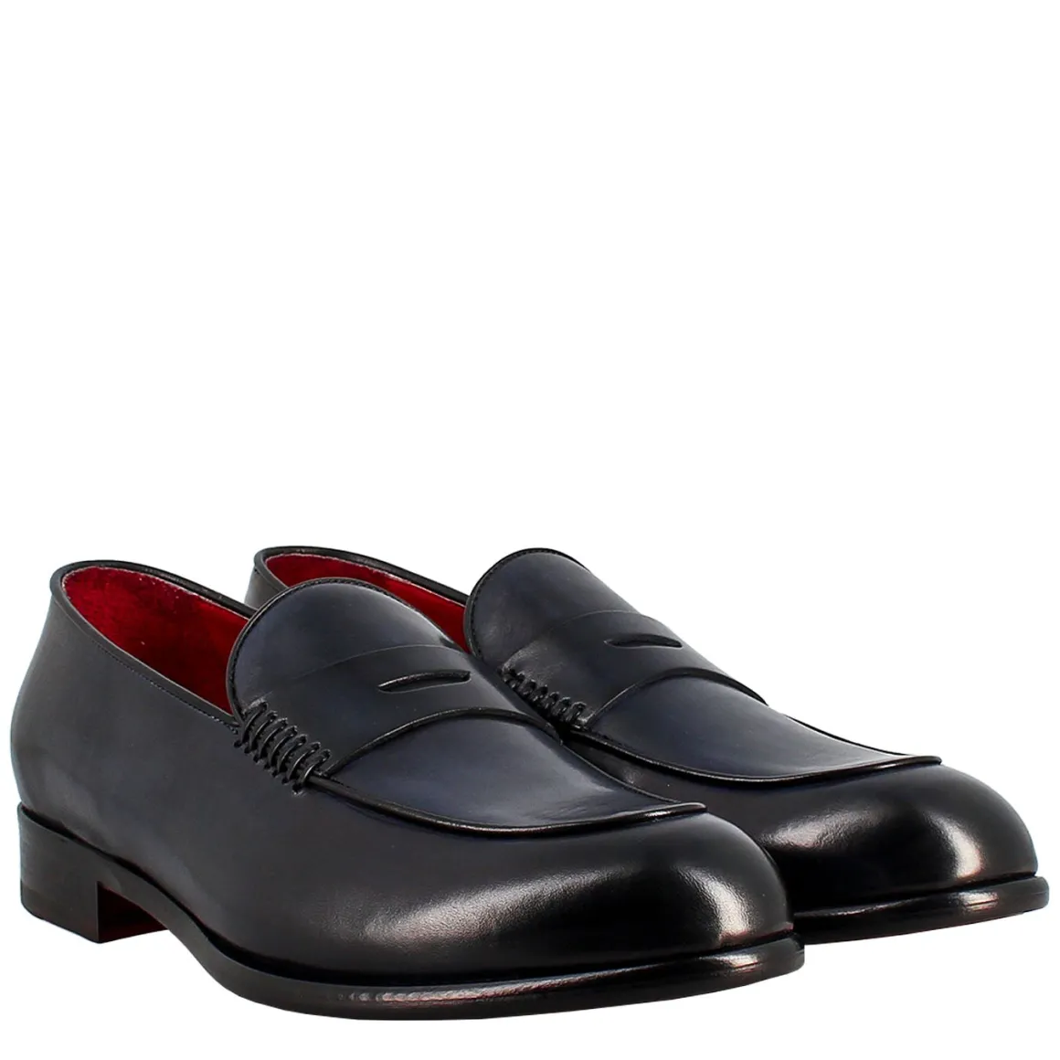 Mocassino Blu Elegante Da Uomo In Pelle Fiore