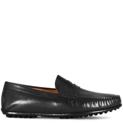 Mocassino Casual Da Uomo In Pelle Colore Nero Con Suola Con Gommini