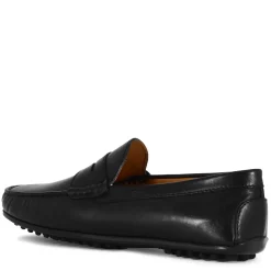 Mocassino Casual Da Uomo In Pelle Colore Nero Con Suola Con Gommini