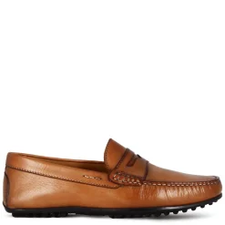 Mocassino Casual Da Uomo In Pelle Colore Marrone Con Suola Con Gommini