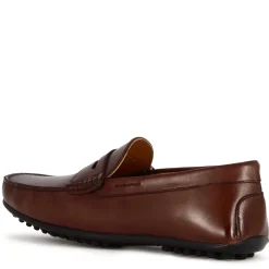Mocassino Casual Da Uomo In Pelle Colore Marrone Scuro Con Suola Con Gommini