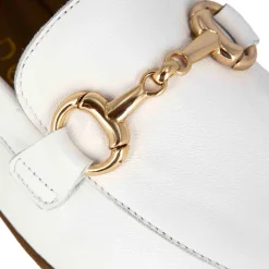 Mocassino Classico Da Donna Con Morsetto In Pelle Colore Bianco