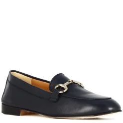 Mocassino Classico Da Donna Con Morsetto In Pelle Colore Blu Scuro