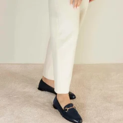 Mocassino Classico Da Donna Con Morsetto In Pelle Colore Blu Scuro