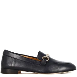 Mocassino Classico Da Donna Con Morsetto In Pelle Colore Blu Scuro