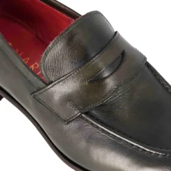 Mocassino Classico Da Uomo In Pelle Colore Verde Scuro