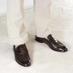 Mocassino Classico Da Uomo In Pelle Colore Marrone Scuro
